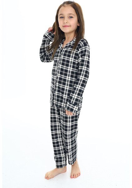 Kız Çocuk Ekose Pijama Takımı 3-16 Yaş 12156