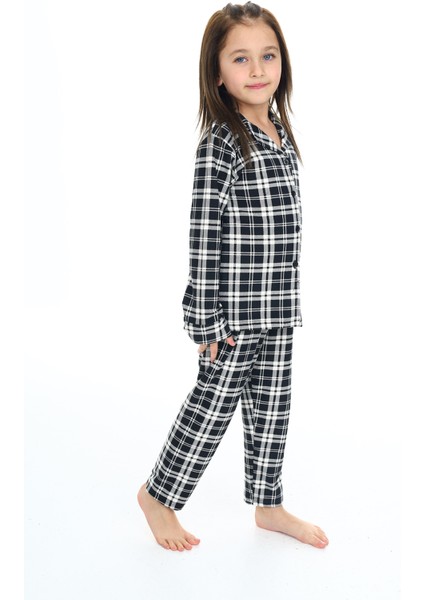 Kız Çocuk Ekose Pijama Takımı 3-16 Yaş 12156