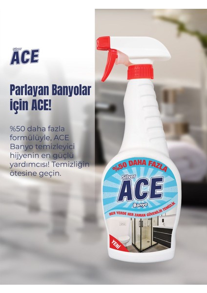 Silver Ace Ultra Güçlü Banyo Temizleyici ve Kireç Çözücü Sprey 750 ml