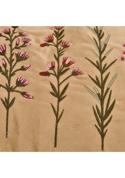 Soft Flora Kadife Kırlent - Bej - 30 x 50 cm