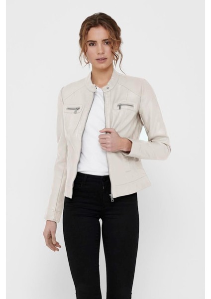 Onlbandıt Faux Leather Bıker Otw Noos Krem
