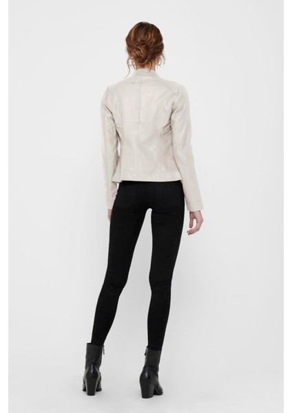 Onlbandıt Faux Leather Bıker Otw Noos Krem modelleri