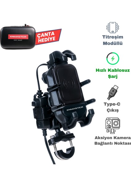 TT-860WU Kablosuz Şarjlı Tüm Motosikletlere Uyumlu Telefon Tutucu