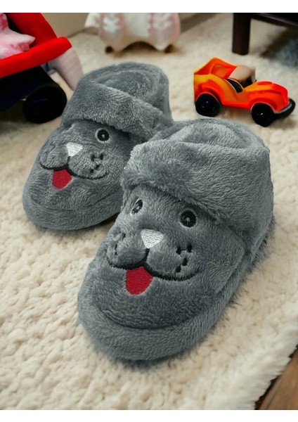 Köpek Figürlü Unisex Çocuk Anaokulu Kreş Ev Kaydırmaz Taban Panduf