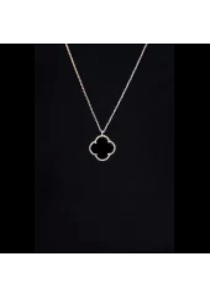 14 Ayar Altın Siyah Yonca Kolye fırsatları