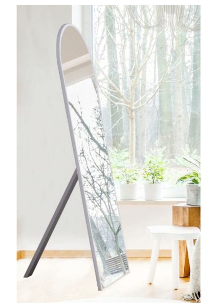 Beyaz Ayaklı Antre Koridor Duvar Salon Ofis Yatak Odası Boy Aynası 50 x 150 cm beyaz
