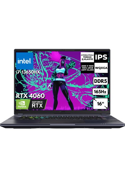 Aorus 16X I7-13650HX 16 GB 1 Tbssd 8gb RTX4060 16″ Wqxga 165Hz Windows 11 Home Gaming Notebook 9KG-43TRC54SD BT31