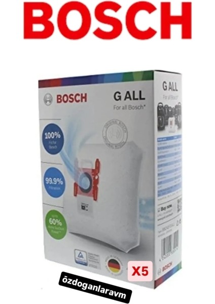 Bosch Süpürge Toz Torbası 5 Adet Motor Filitreli