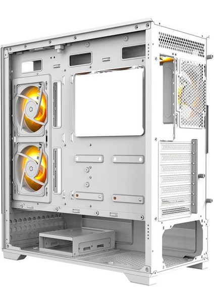 CF925 Tamperli Cam Gaming Oyuncu Kasası - 3 Rgb Fanlı, Kumandalı, Itx/m-Atx/atx/e-Atx Uyumlu