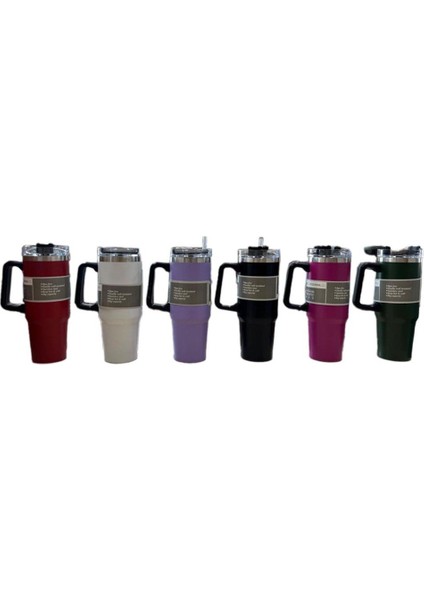 YK1462 Pipetli 900 ml Çelik Bardak Termos Siyah