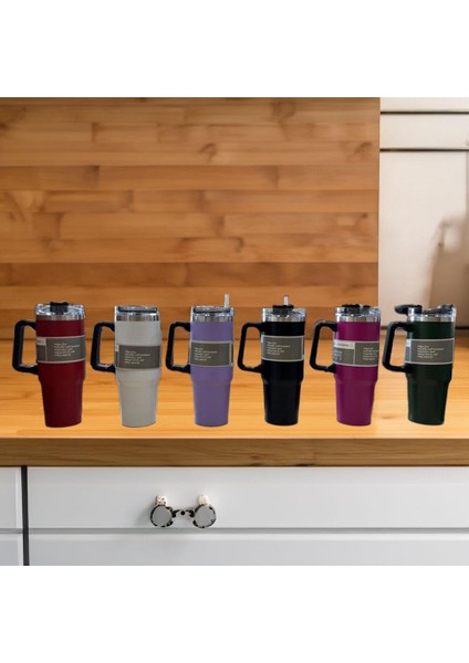 YK1462 Pipetli 900 ml Çelik Bardak Termos Siyah