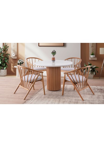 Eksen Masa, Elegance Sandalye, Beyaz, 105 x 105