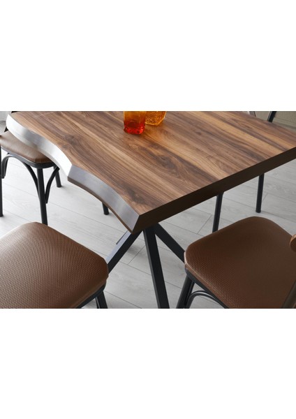 Keops Masa ve Bahar Çapraz Sandalye Takımı, Ceviz, Siyah 90 x 90 fiyatları