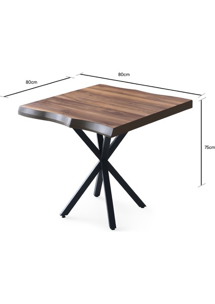 Keops Masa ve Bahar Çapraz Sandalye Takımı, Ceviz, Siyah 90 x 90 indirimleri