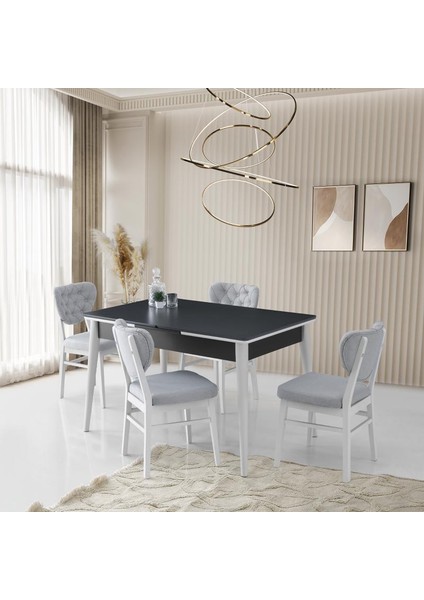 Sırma Masa + Prime Sandalye Takımı, Antrasit, 130*80
