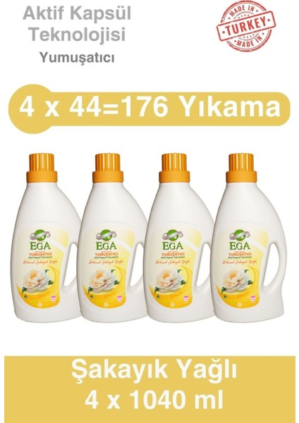 Aktif Kapsül Teknolojili Şakayık Çamaşır Yumuşatıcısı 4 x 1040 ml 176 Yıkama