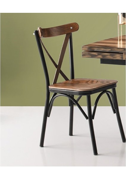 Açılır Kütük Masa ve Ilkbahar Sandalye Takımı, Ceviz, 130X80