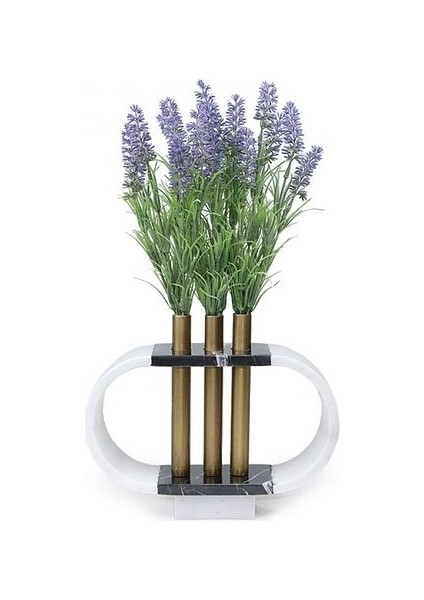 Eskitme Metal Detaylı Oval Toros Mermer Obje