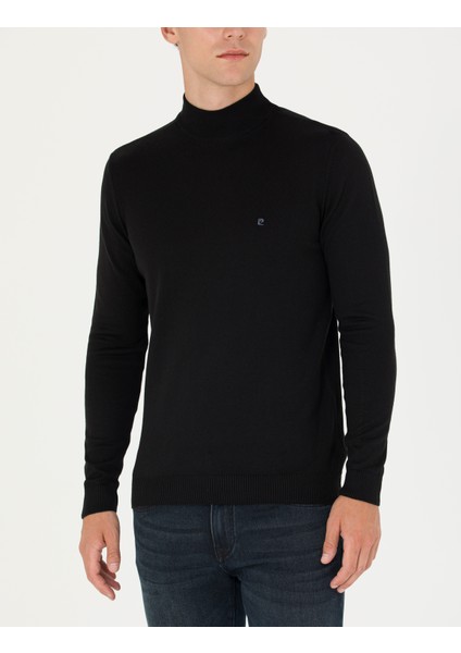 Erkek Siyah Slim Fit Yarım Balıkçı Yaka Basic Triko Kazak 50276502-VR046