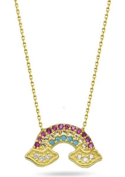 925 Ayar Gümüş Bulutlu Gökkuşağı Kadın Kolye