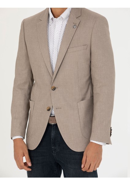 Erkek Açık Kahverengi Ekstra Slim Fit Spor Ceket 50277317-VR002