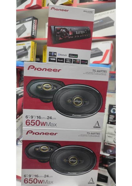 Paket Set 2 Takım 650 Watt Pioneer 2 Amfi Çıkışlı Blutootlu Teyip