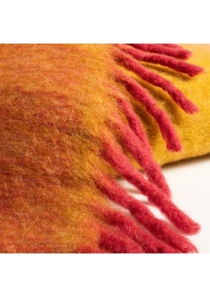 Ropar Saçaklı Ekoseli Akrilik Yün Akrilik Yün Koltuk Şalı 140x180 Cm Renkli