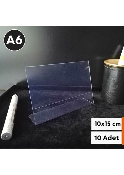 10 Adet Pvc Etiketlik Menülük Broşürlük 10 x 15 cm Halı Mobilya Ürün Etiketliği A6 Masaüstü Föylük