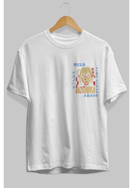 Mısa-Death Note Ön Sol Baskılı Oversize T-Shirt Erkek Kadın Unisex %100 Pamuk Bisiklet Yaka Tişort fiyatları