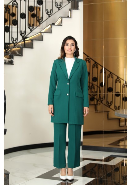 Parla Mono Yaka Ceket Takım Zümrüt ELB70