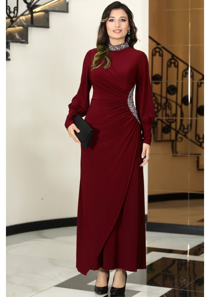 Lavin Abiye Elbise Bordo ELB62