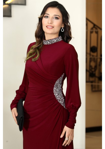Lavin Abiye Elbise Bordo ELB62 fiyatları