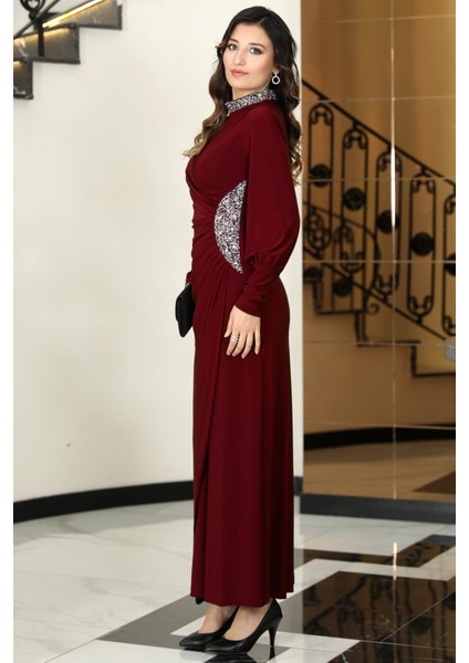 Lavin Abiye Elbise Bordo ELB62 modelleri