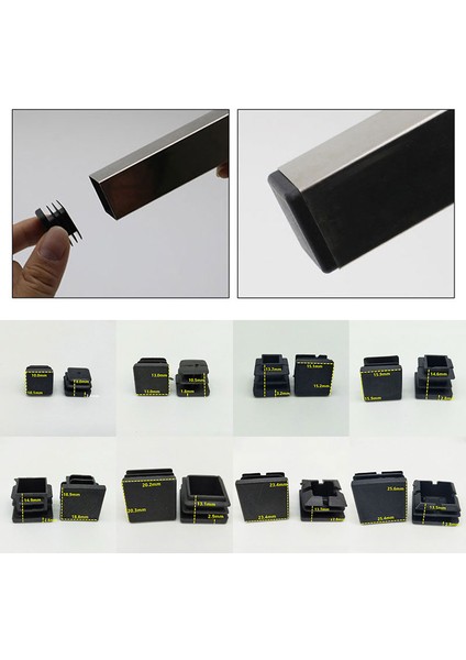 11 10 Adet/paket Kare Plastik Siyah Boşaltma Uç Kapağı Tüp Boru Ekleme Fişi Bung Mobilya AKSESUARLARI10/15/19/20/22/25/30/35/40/50 mm (Yurt Dışından) modelleri