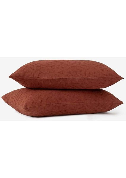 Damask Pamuk Yastık Kılıfı 2'li Kiremit 50 x 70