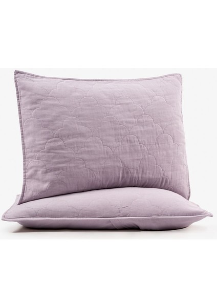 Serenity Keten Kapitone Yastık Kılıfı 2'li Mor 50 x 70