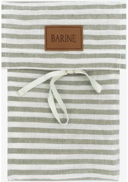 Striped Serenity Keten Yastık Kılıfı 2'li Haki 50 x 70