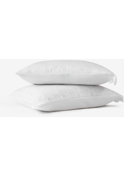 Eyelet Yastık Kılıfı 2'li Beyaz 50 x 70