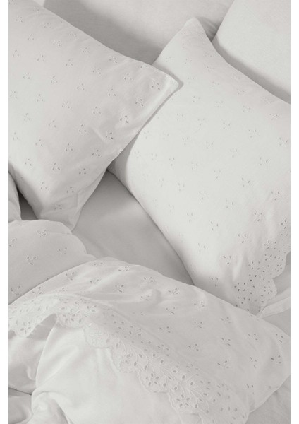 Eyelet Yastık Kılıfı 2'li Beyaz 50 x 70