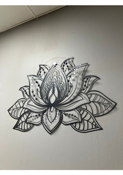 Lotus - 3D Mandala Lotus Metal Duvar Dekoru - Dekoratif Tablo - Ev ve Ofis Duvar Dekorları