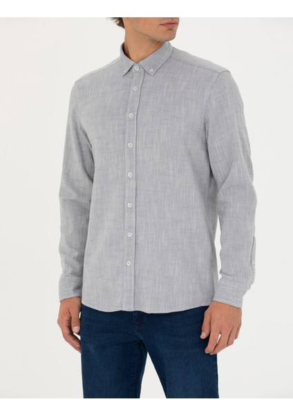 Erkek Mavi Regular Fit Uzun Kollu Gömlek 50278180-VR036