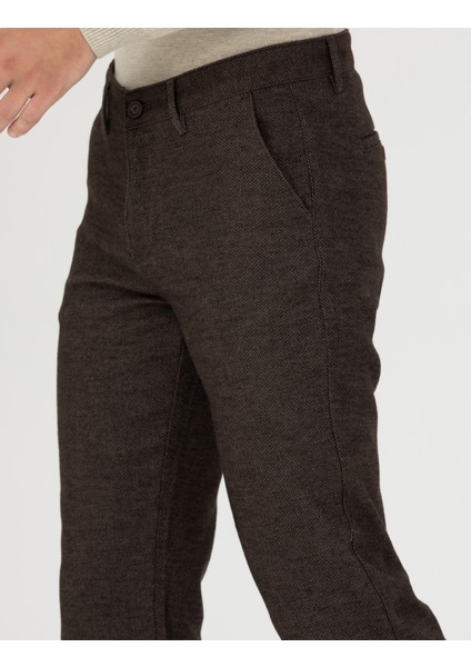 Erkek Kahverengi Regular Fit Kanvas Pantolon 50278474-VR029