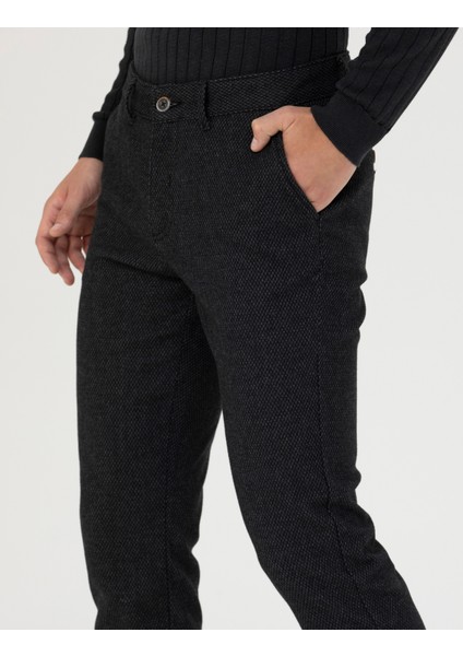 Erkek Siyah Slim Fit Kanvas Pantolon 50278460-VR046