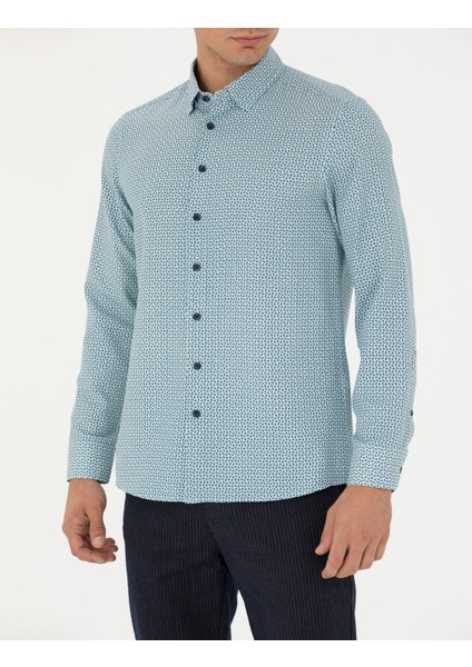 Erkek Mint Slim Fit Uzun Kollu Gömlek 50278869-VR152