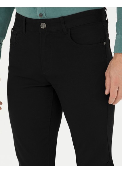 Erkek Siyah Slim Fit Kanvas Pantolon 50278469-VR046