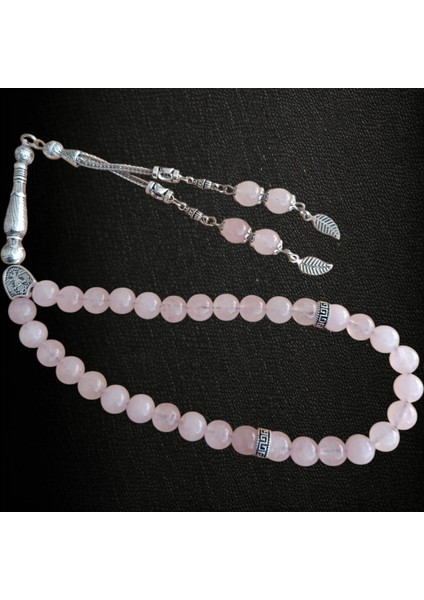 Pembe Kuvars Taşı Tesbih Erkek Tesbih Doğal Taş Tesbih 33 Lük Erkek Tesbih
