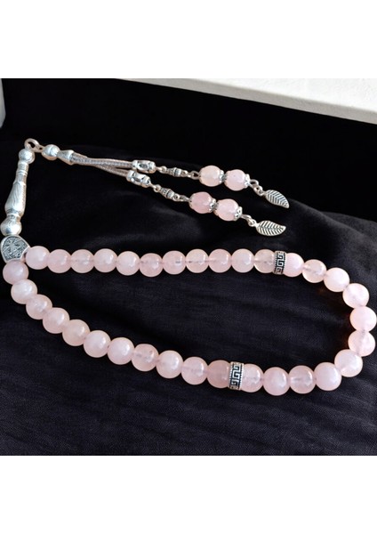 Pembe Kuvars Taşı Tesbih Erkek Tesbih Doğal Taş Tesbih 33 Lük Erkek Tesbih