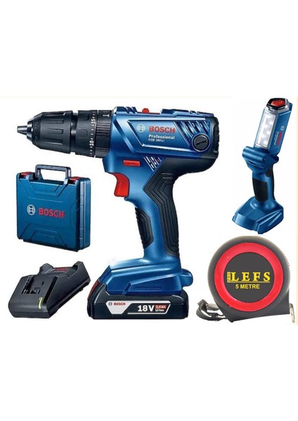 Gsb 180 Li Tek Akülü Darbeli Matkap Vidalama ve Bosch Glı 18 V-300 Şarlı El Feneri