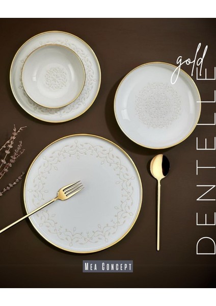 Dentelle Gold 24 Parça Bone Porselen Yemek Takımı