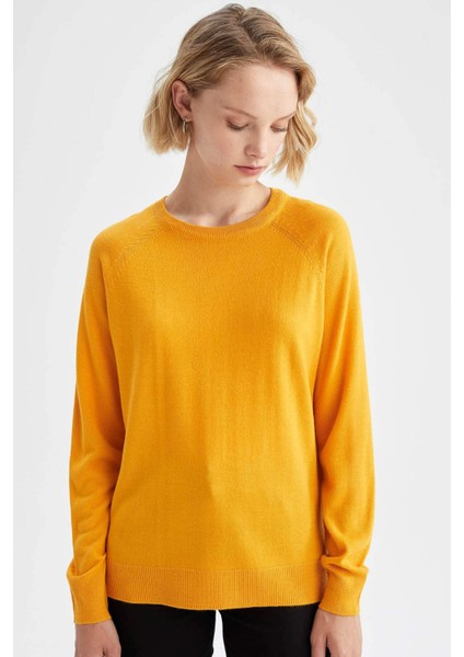 Relax Fit Bisiklet Yaka Basic Kazak I6913AZ22WN